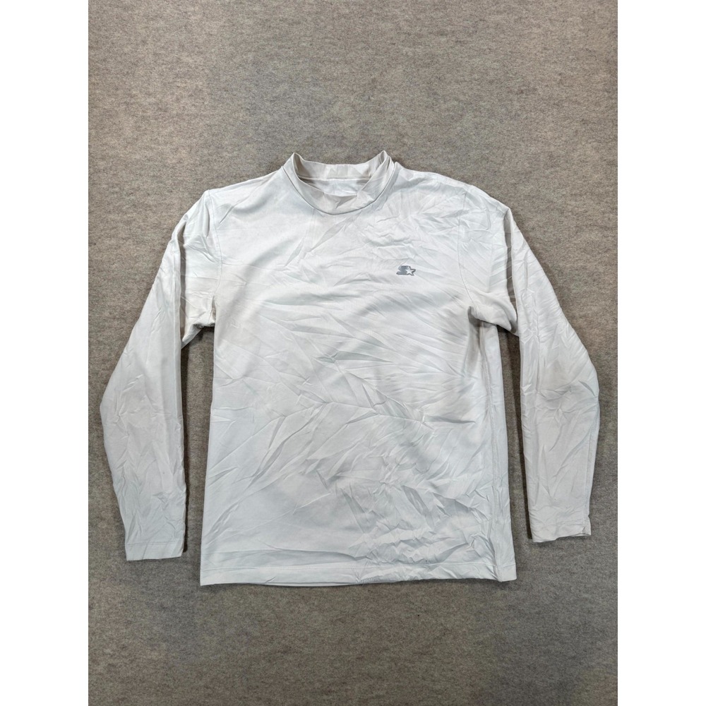 Starter Compression Shirt Mens XL White Logo Stretch Mock Neck Long Sleeve